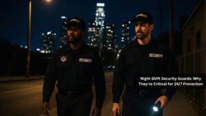 Read more about the article Night Shift Security Guards: Why They’re Critical for 24/7 Protection